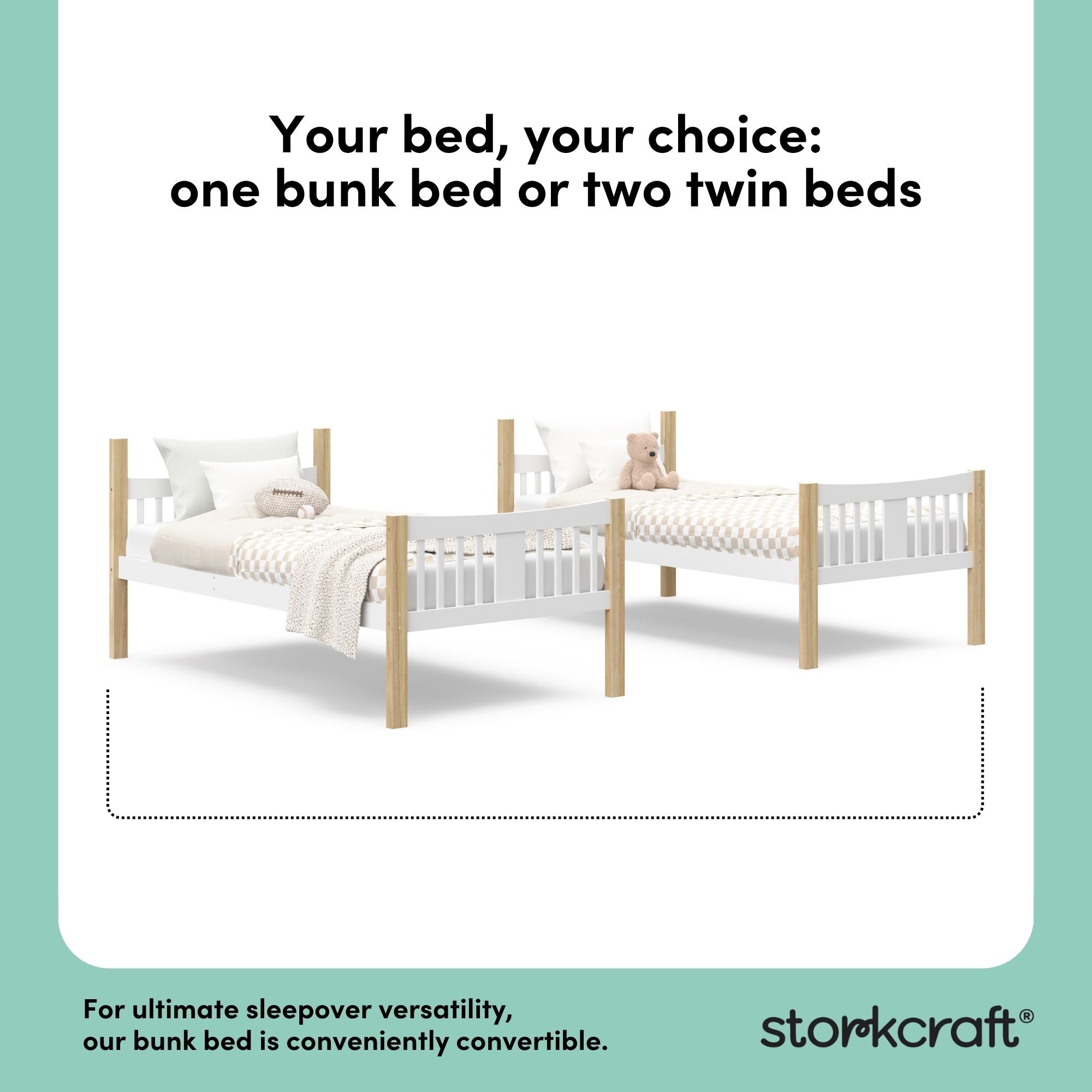 Caribou white with natural twin bunk bed twin bed conversion callout