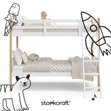 Caribou white with natural twin bunk bed twin bed with black doodles overlaid on image