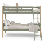 Front view of Caribou olive with natural twin over twin bunk bed