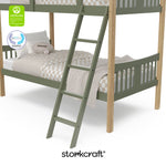 Caribou olive with natural twin bunk bed twin bed with GGG and PTPA logo on top left