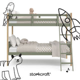 Caribou olive with natural twin bunk bed twin bed with black doodles overlaid on image