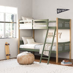 Caribou olive with natural twin over twin bunk bed in kids room