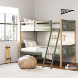 Caribou olive with natural twin over twin bunk bed in kids room