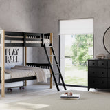 Caribou black with natural twin over twin bunk bed in kids room next to black dresser