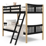 Angle view of Caribou black with natural twin over twin bunk bed