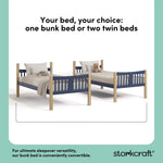 Caribou midnight blue with natural twin bunk bed twin bed conversion callout