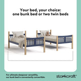 Caribou midnight blue with natural twin bunk bed twin bed conversion callout