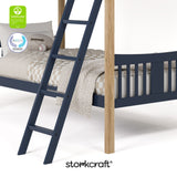 Caribou midnight blue with natural twin bunk bed twin bed with GGG and PTPA logo on top left