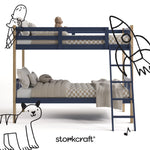 Caribou midnight blue with natural twin bunk bed twin bed with black doodles overlaid on image