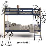 Caribou midnight blue with natural twin bunk bed twin bed with black doodles overlaid on image
