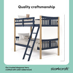 Caribou midnight blue with natural twin bunk bed quality craftsmanship callout