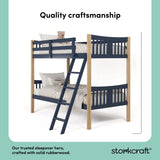 Caribou midnight blue with natural twin bunk bed quality craftsmanship callout
