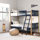 Caribou midnight blue with natural twin over twin bunk bed in kids room
