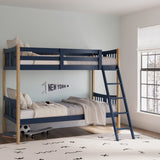 Caribou midnight blue with natural twin over twin bunk bed in kids room