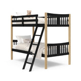 Angle view of Caribou black with natural twin over twin bunk bed