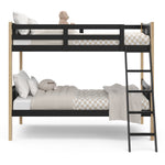 Front view of Caribou black with natural twin over twin bunk bed