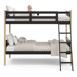 Front view of Caribou black with natural twin over twin bunk bed