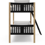 Side view of Caribou black with natural twin over twin bunk bed