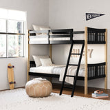Caribou black with natural twin over twin bunk bed in kids room