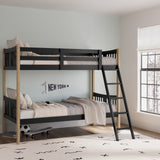 Caribou black with natural twin over twin bunk bed in kids room