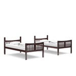 espresso bunk bed configured as two separate twin beds