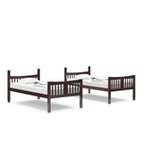 espresso bunk bed configured as two separate twin beds