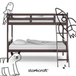 Caribou espresso twin bunk bed twin bed with black doodles overlaid on image