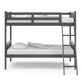 gray bunk bed with fixed ladder side view