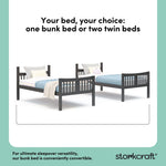 Caribou gray twin bunk bed twin bed conversion callout