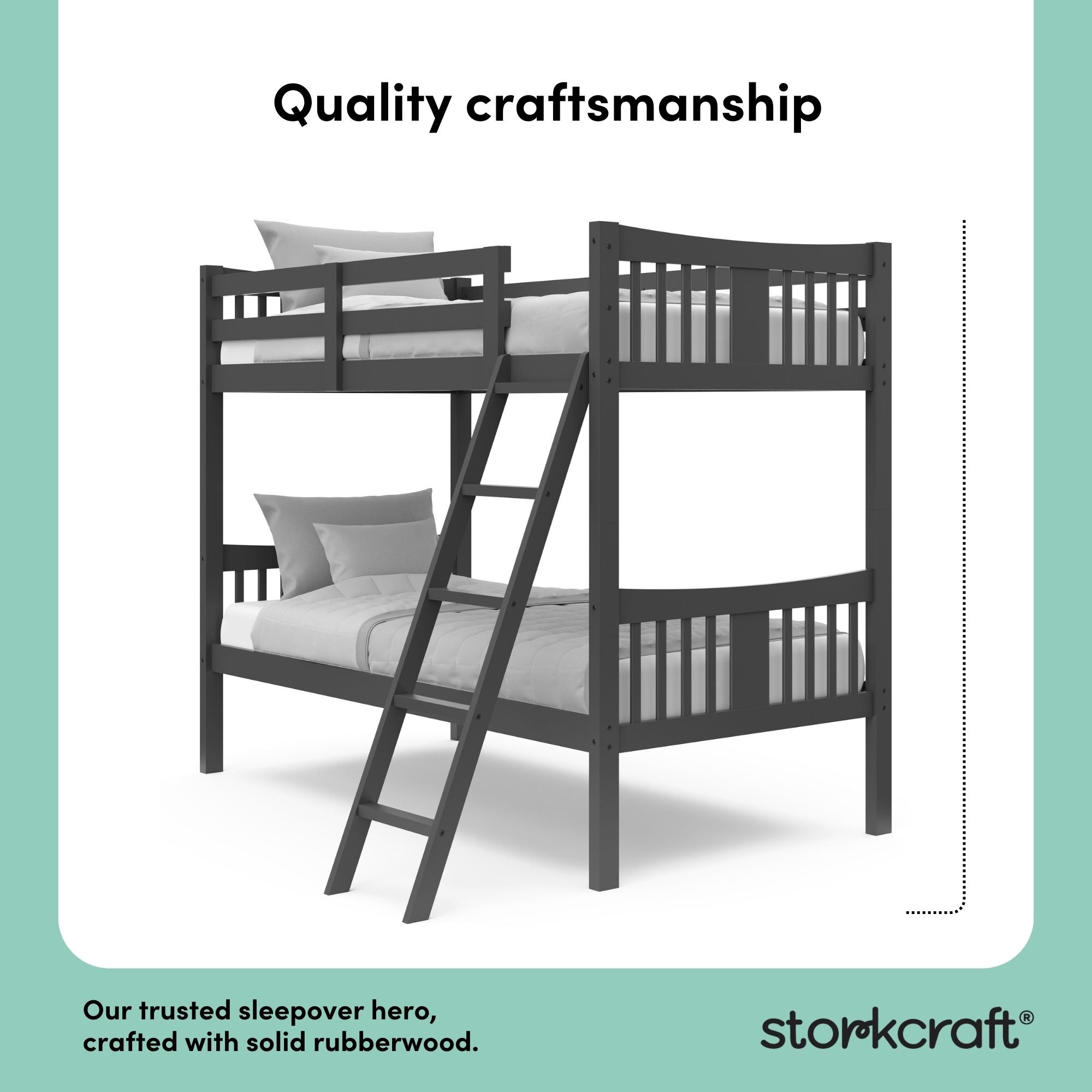 Caribou gray twin bunk bed quality craftsmanship callout