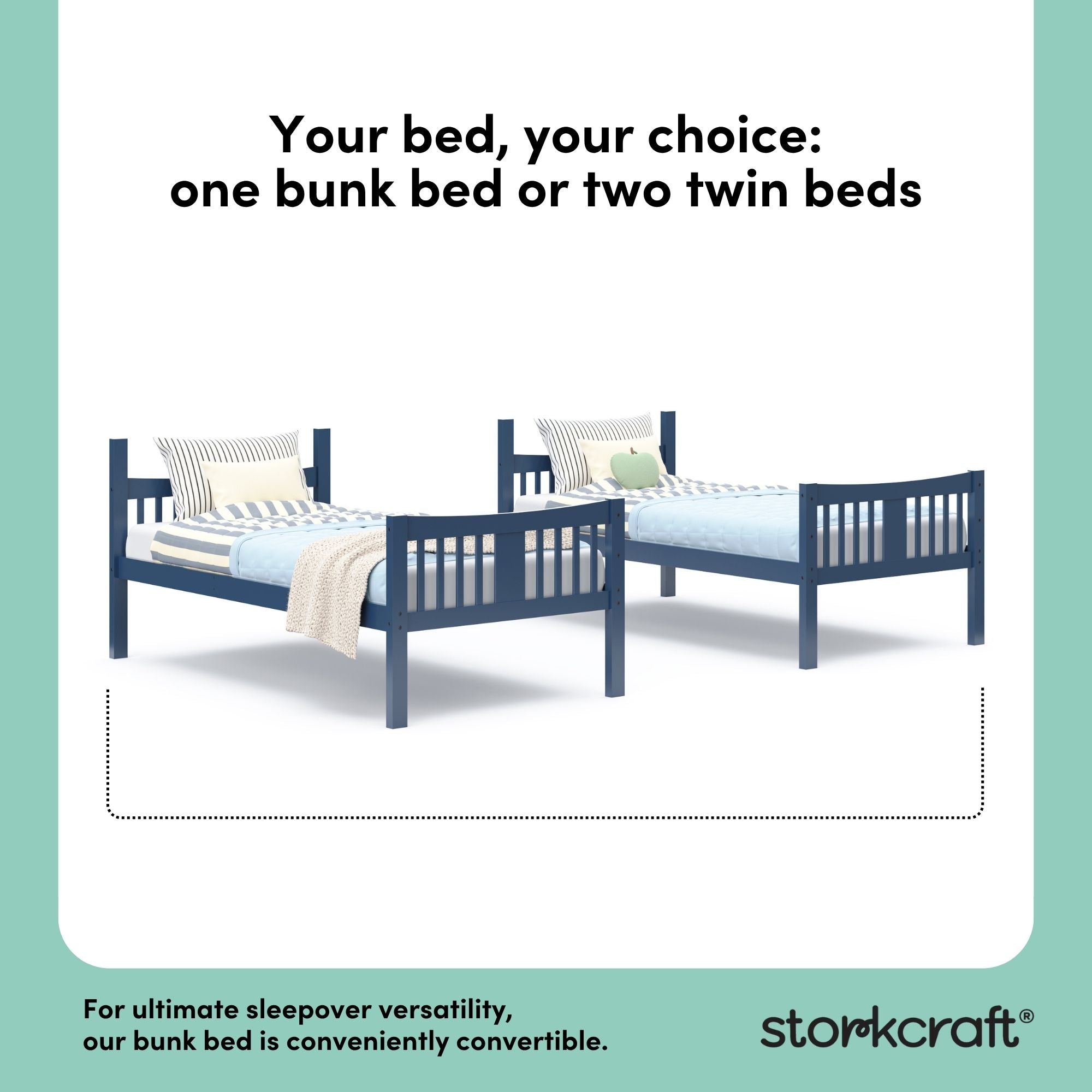 Caribou navy twin bunk bed twin bed conversion callout