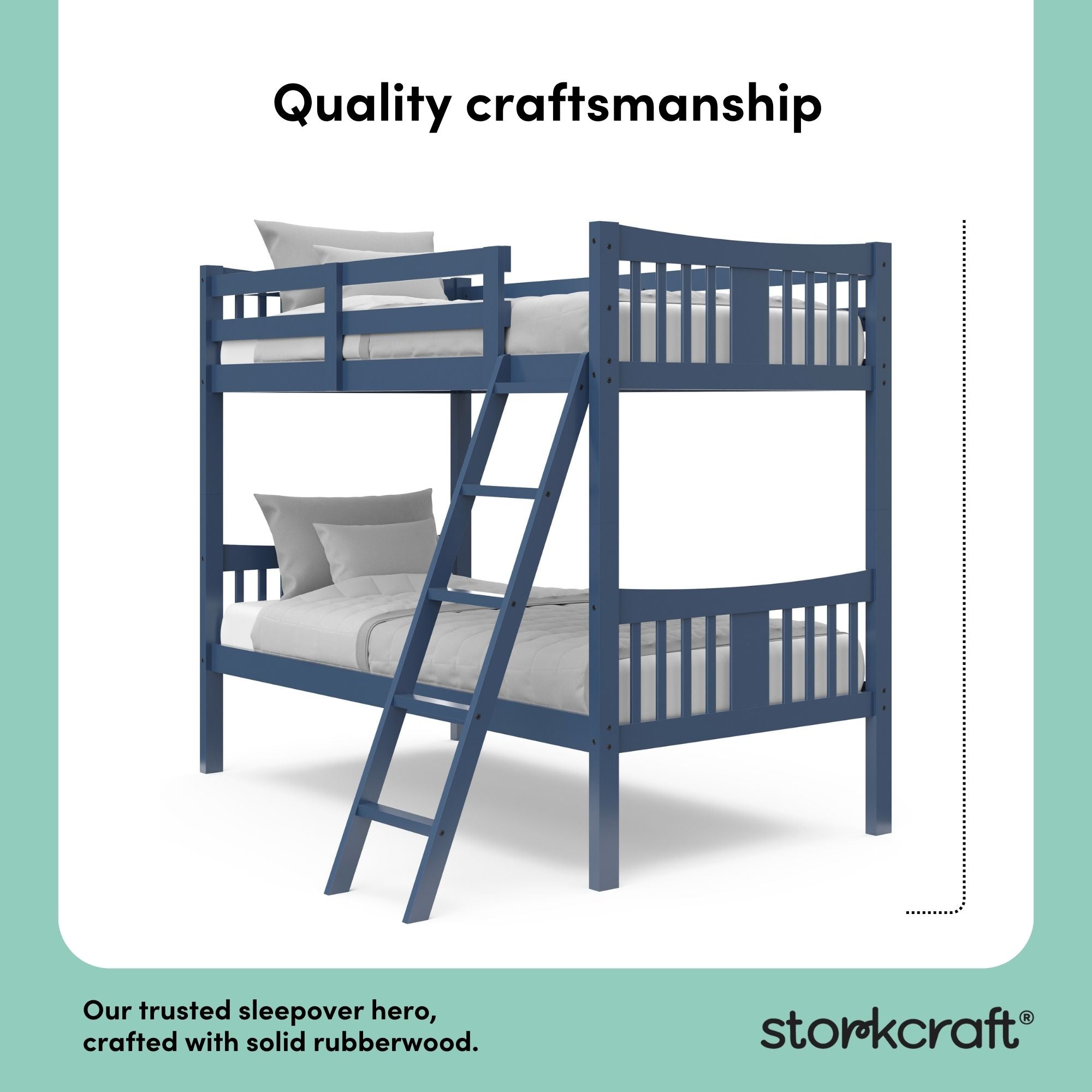 Caribou navy twin bunk bed quality craftsmanship callout