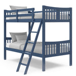 navy bunk bed with fixed ladder angled