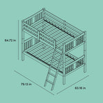Caribou twin bunk bed drawing with dimensions