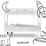 longhorn white twin over twin bunk bed with black doodles overlaid on image