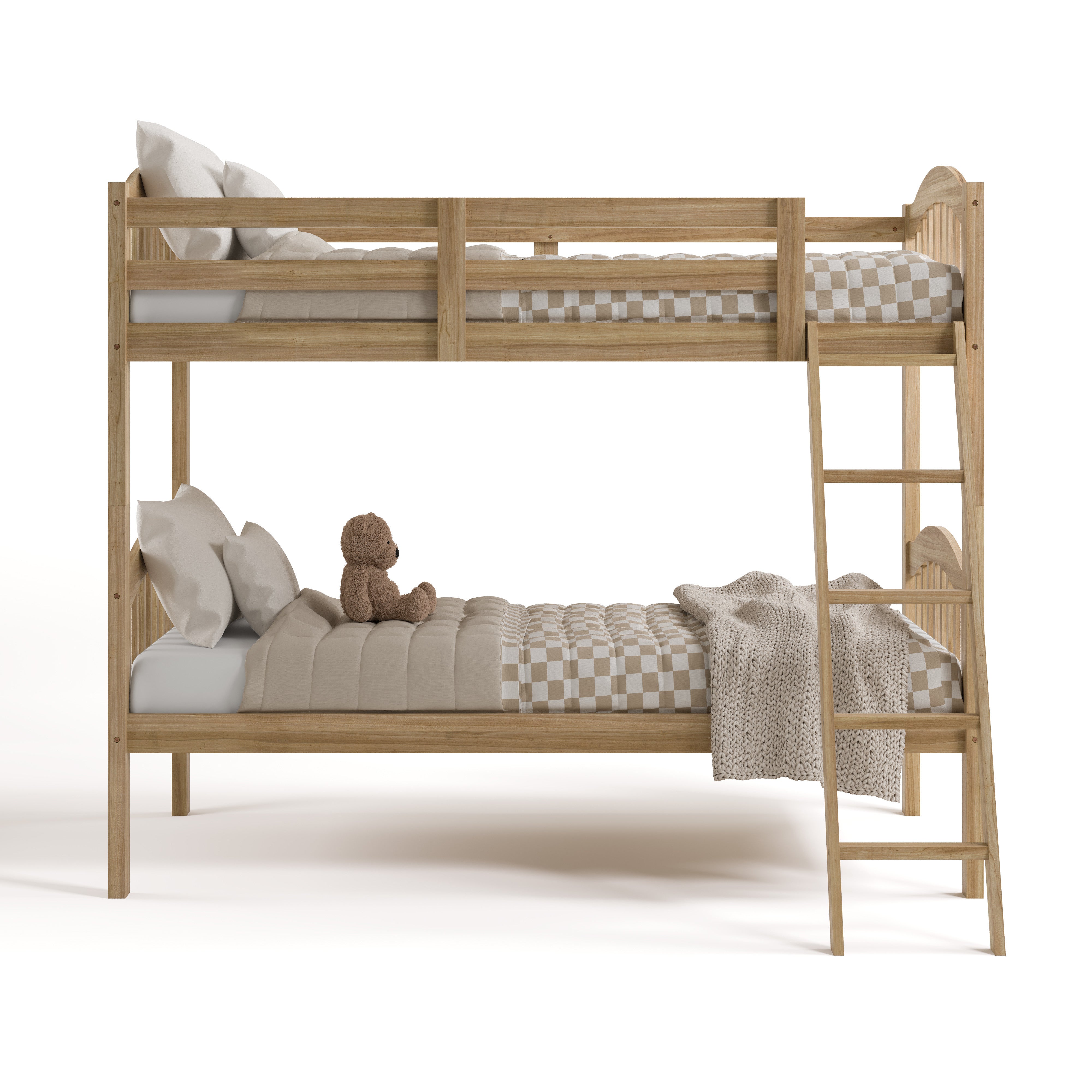 longhorn natural twin over twin bunk bed front view