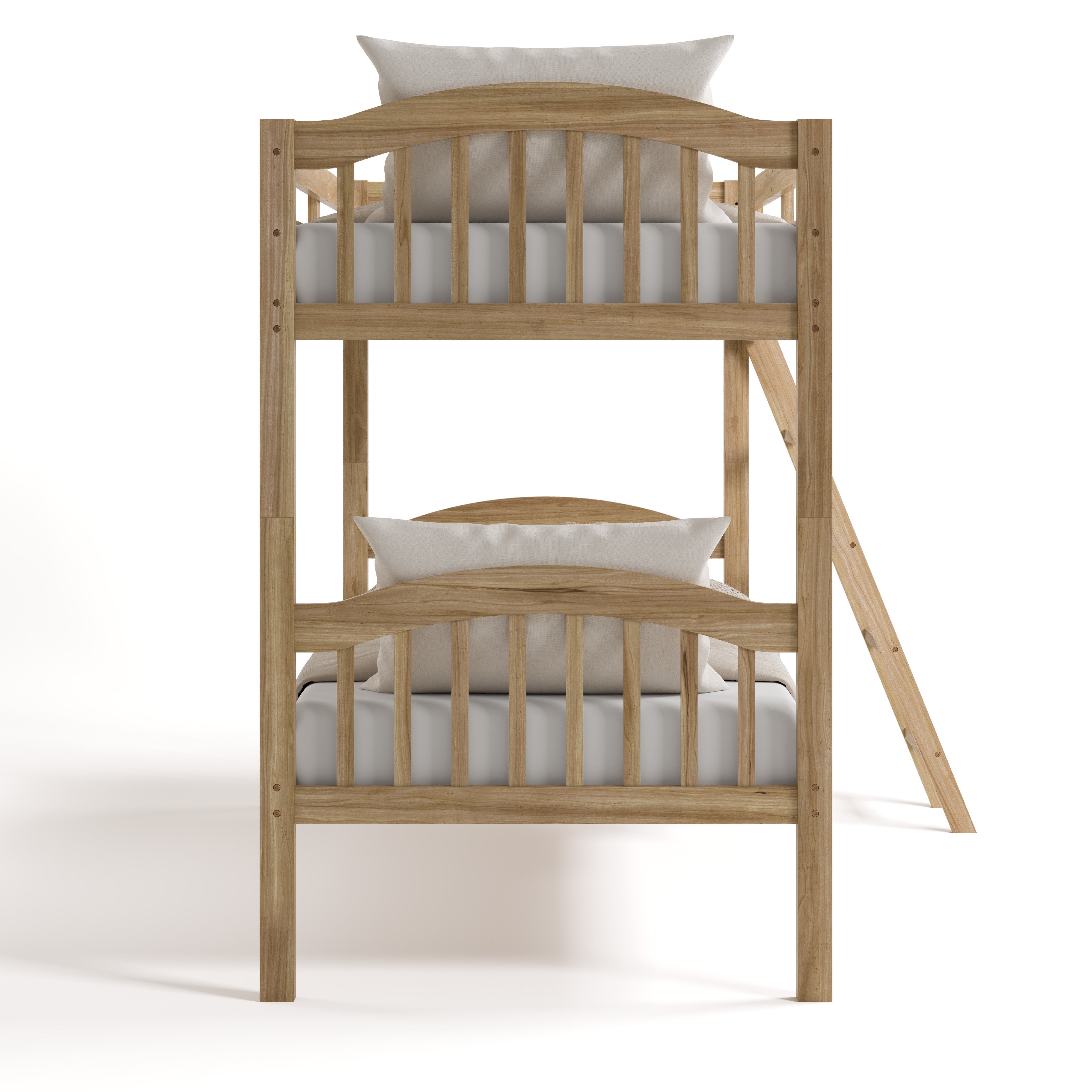 longhorn natural twin over twin bunk bed side view