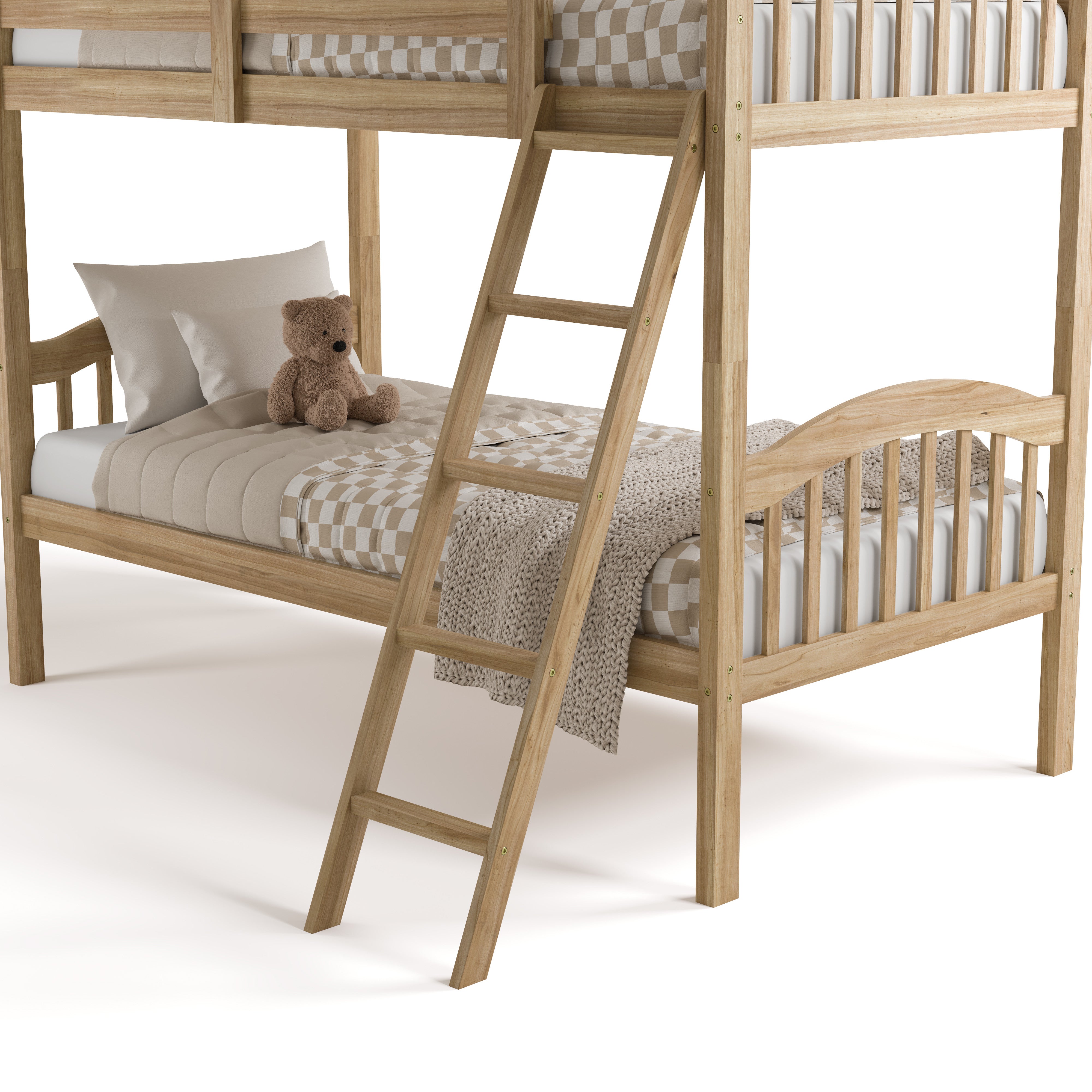 longhorn natural twin over twin bunk bed closeup of ladder