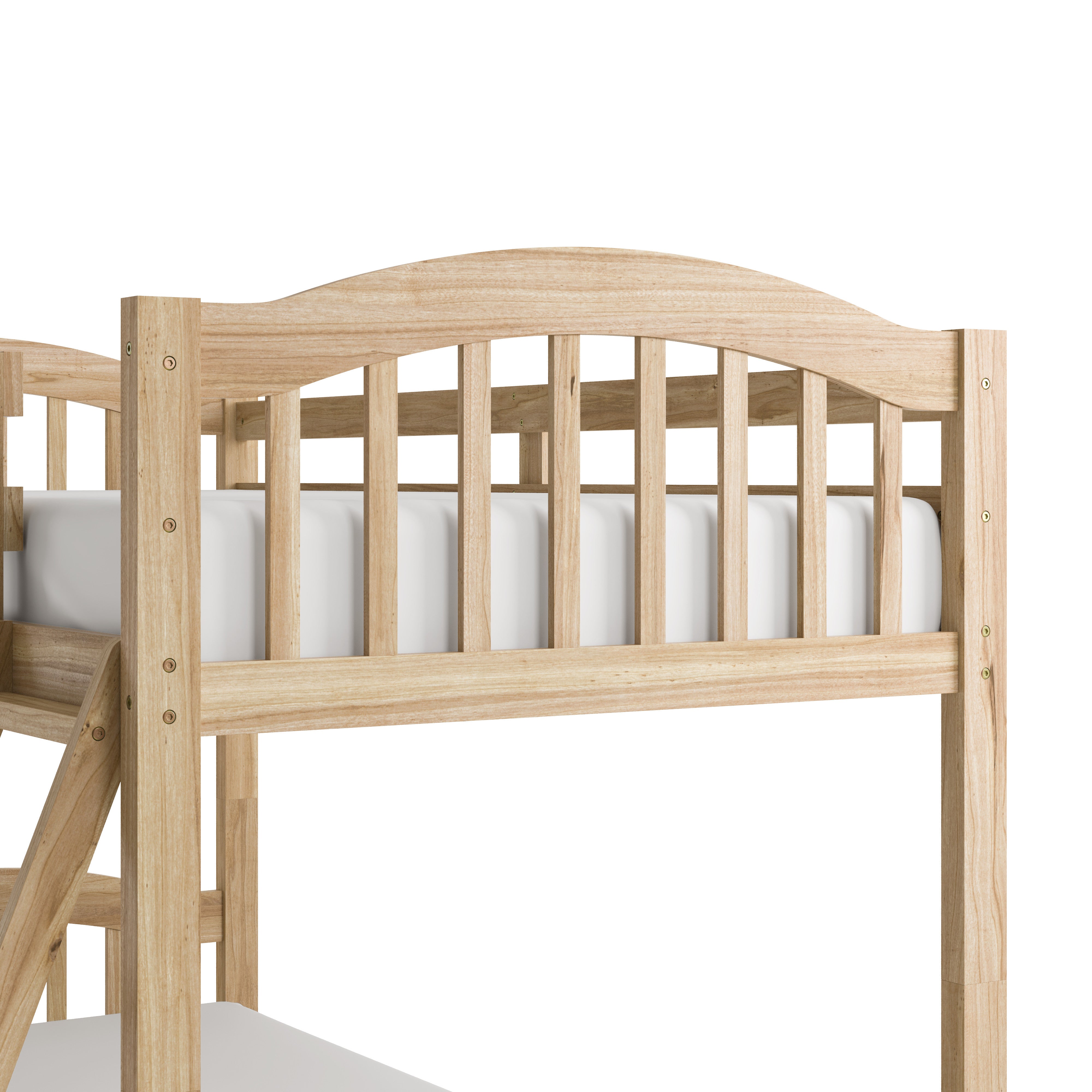 longhorn natural twin over twin bunk bed closeup of top bunk footboard