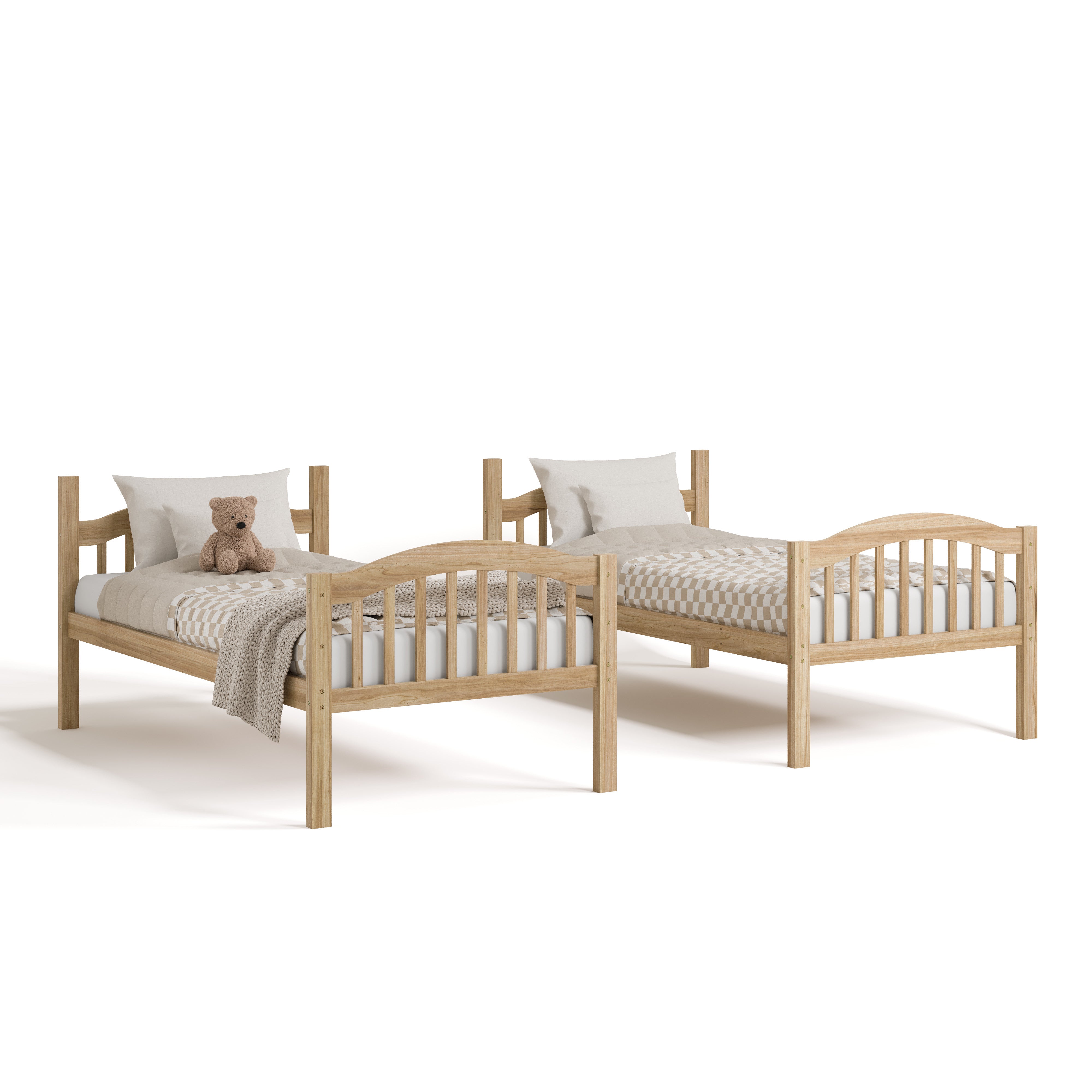 longhorn natural twin over twin bunk bed converted to two twin beds