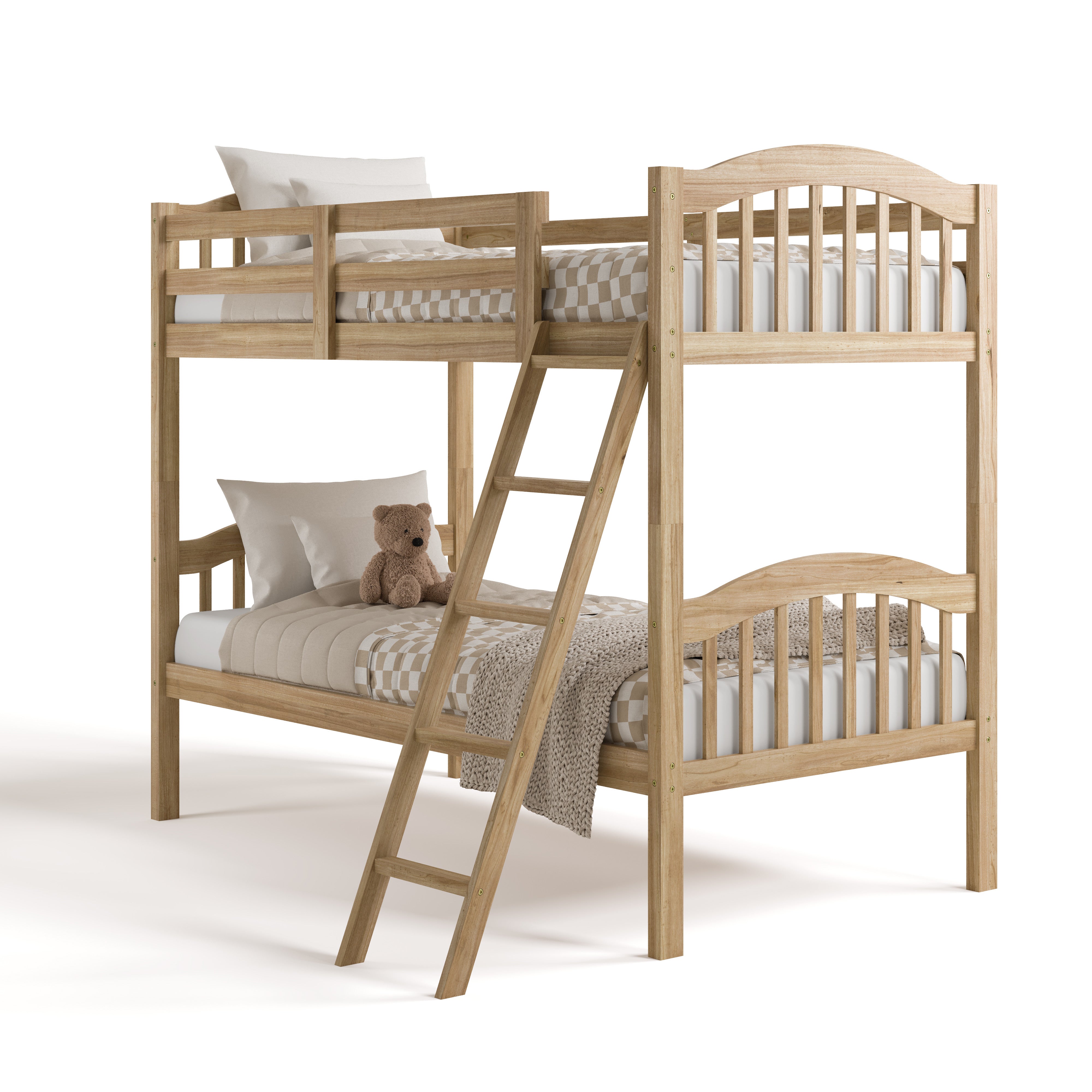 longhorn natural twin over twin bunk bed angle view