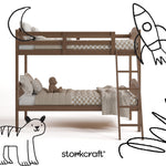 longhorn hazelnut twin over twin bunk bed with black doodles overlaid on image