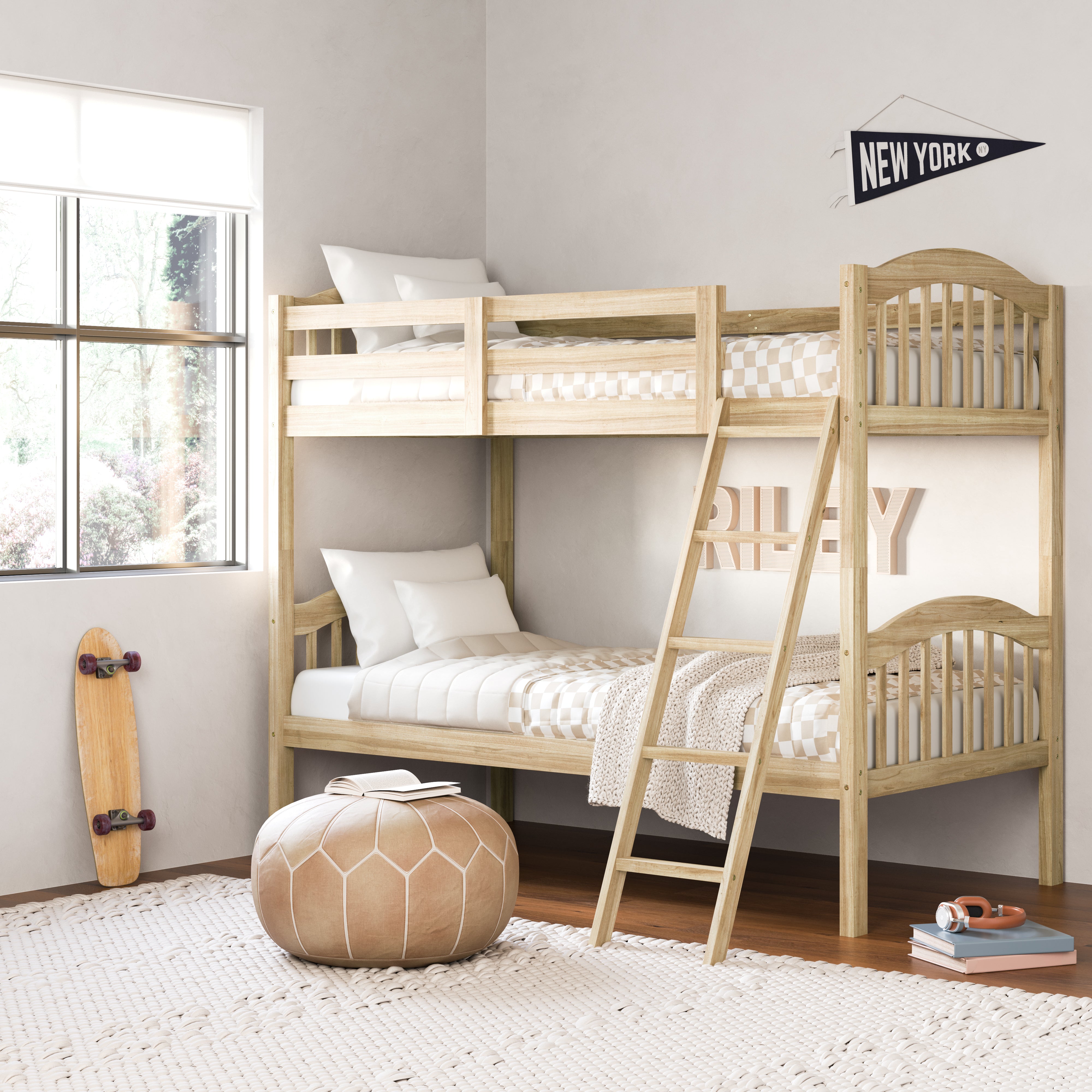 longhorn natural twin over twin bunk bed in kids room