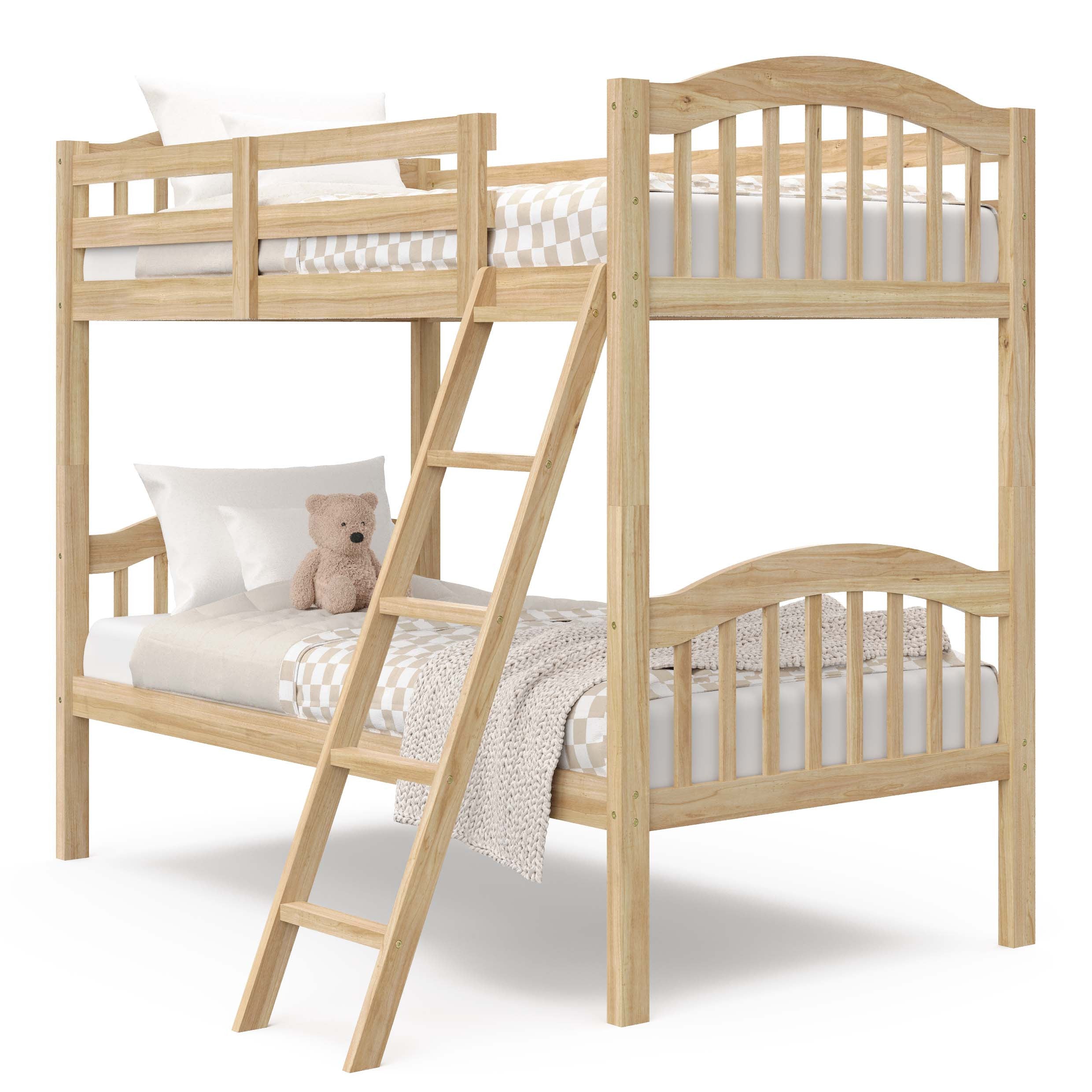longhorn natural twin over twin bunk bed angle view