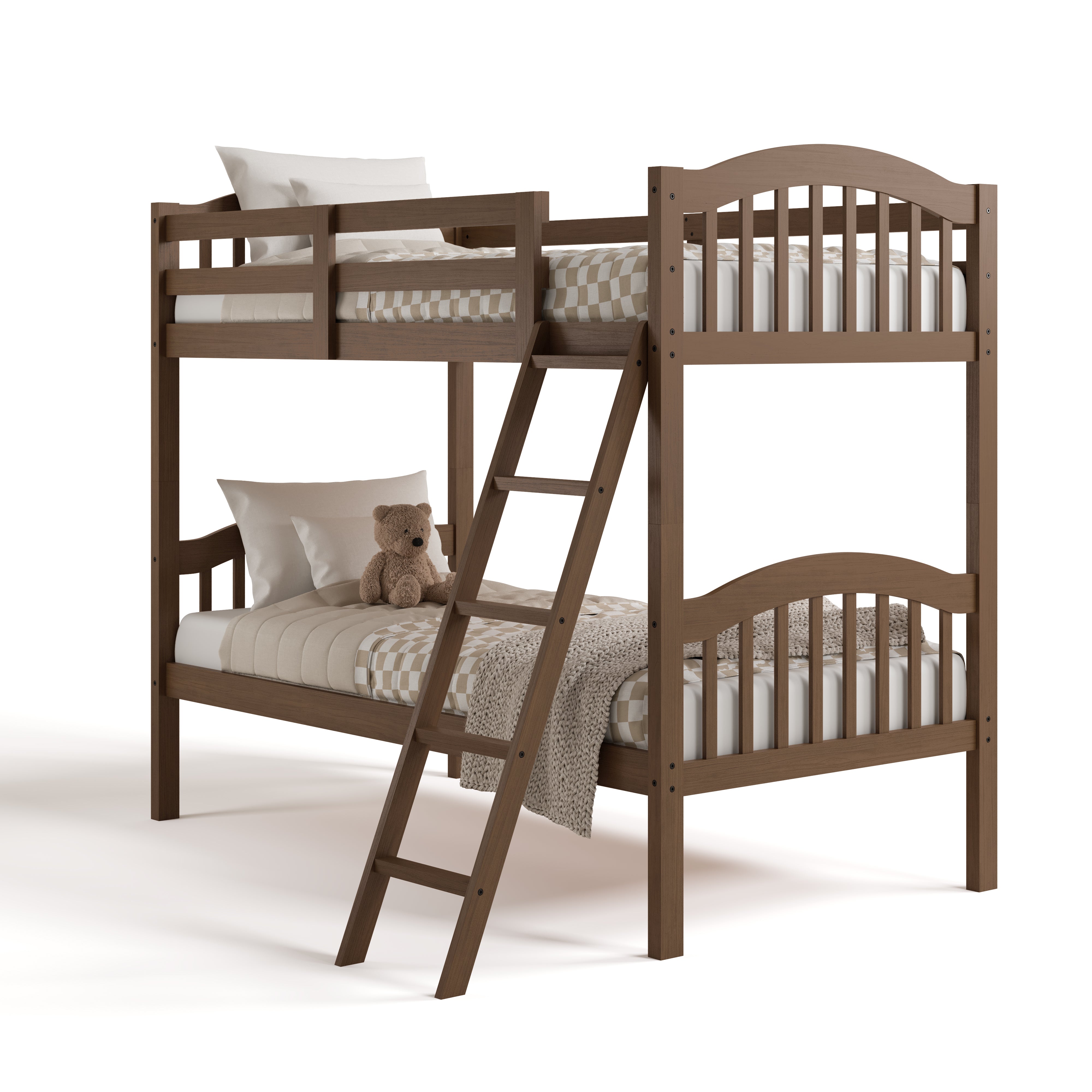 longhorn hazelnut twin over twin bunk bed angle view