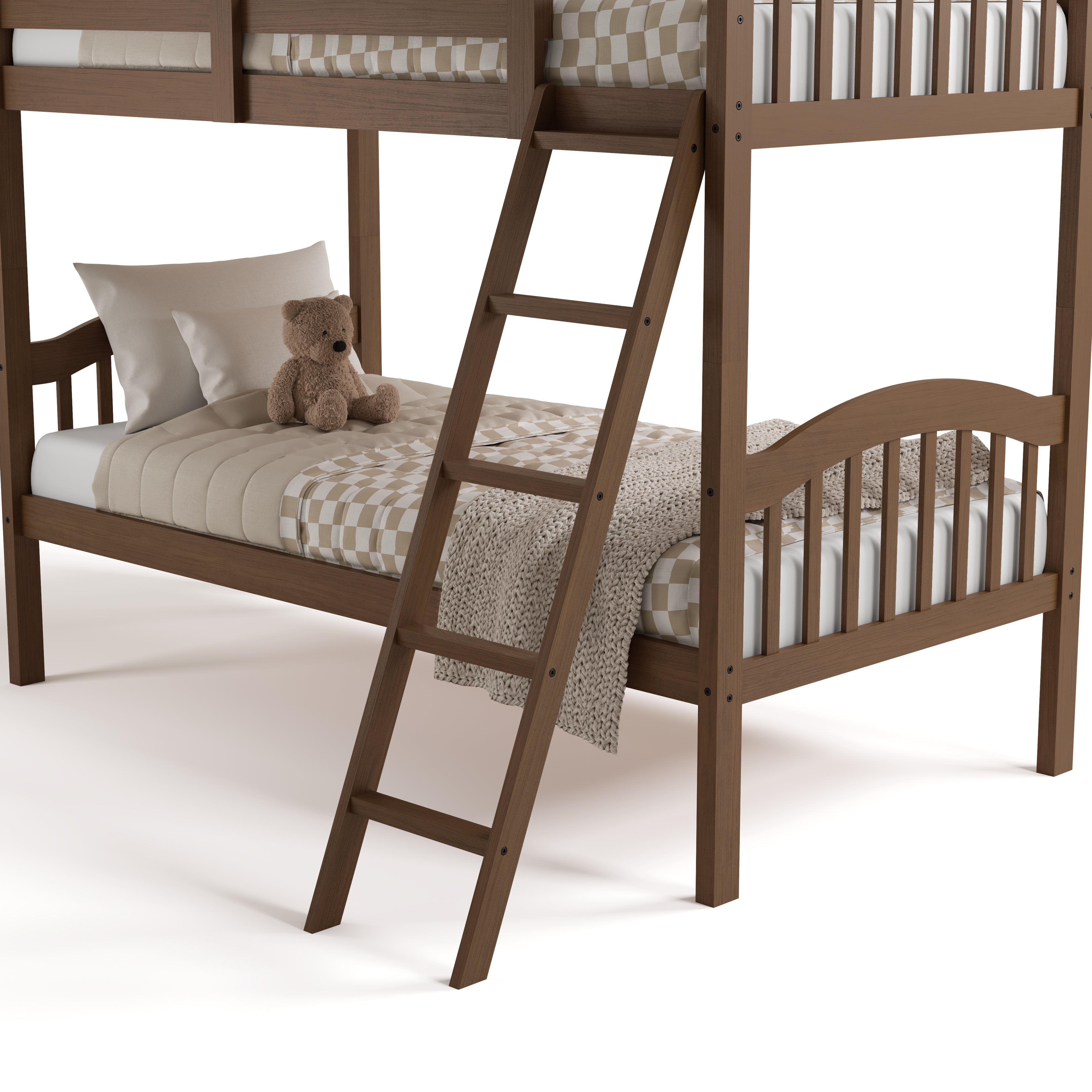 longhorn hazelnut twin over twin bunk bed closeup of ladder