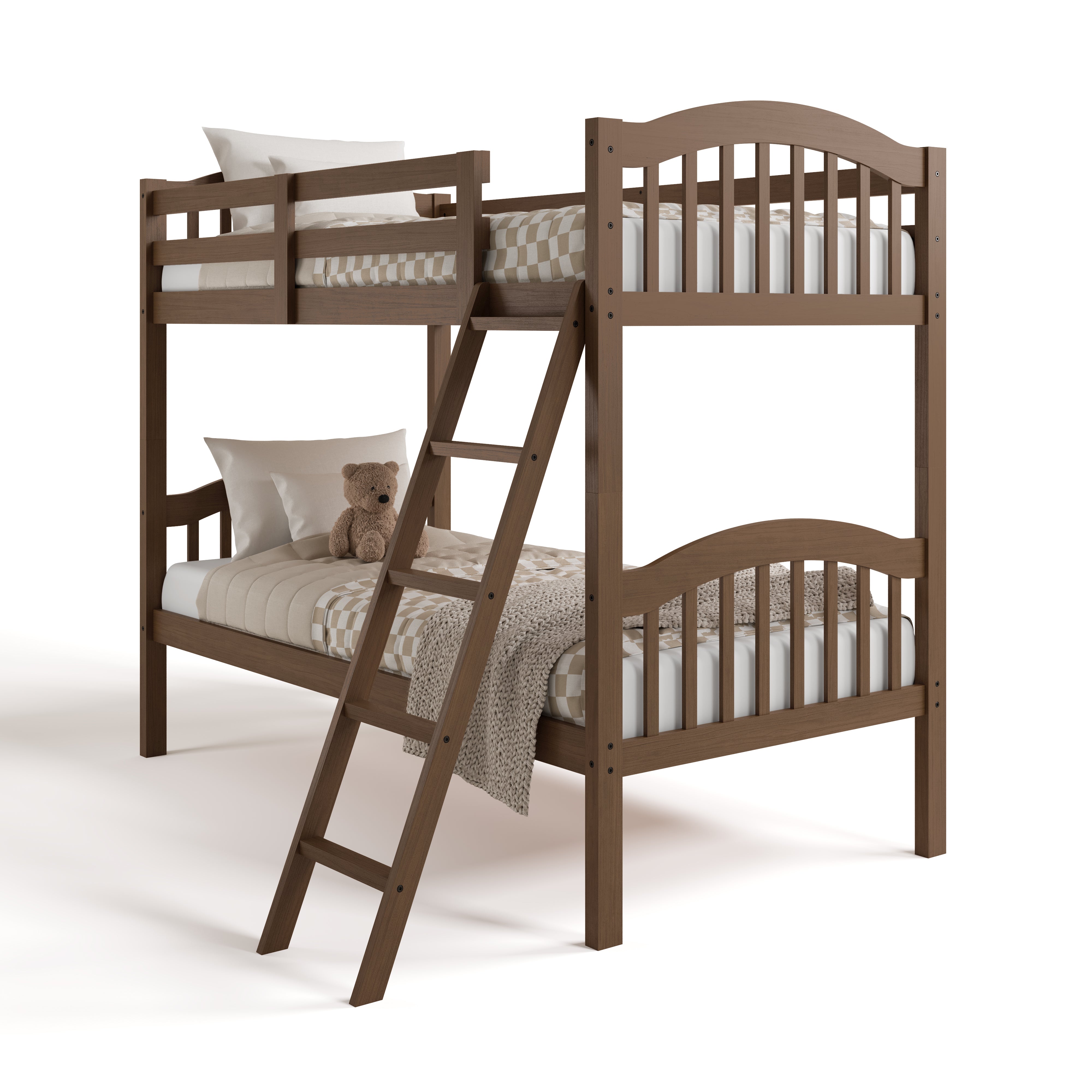 longhorn hazelnut twin over twin bunk bed angle view