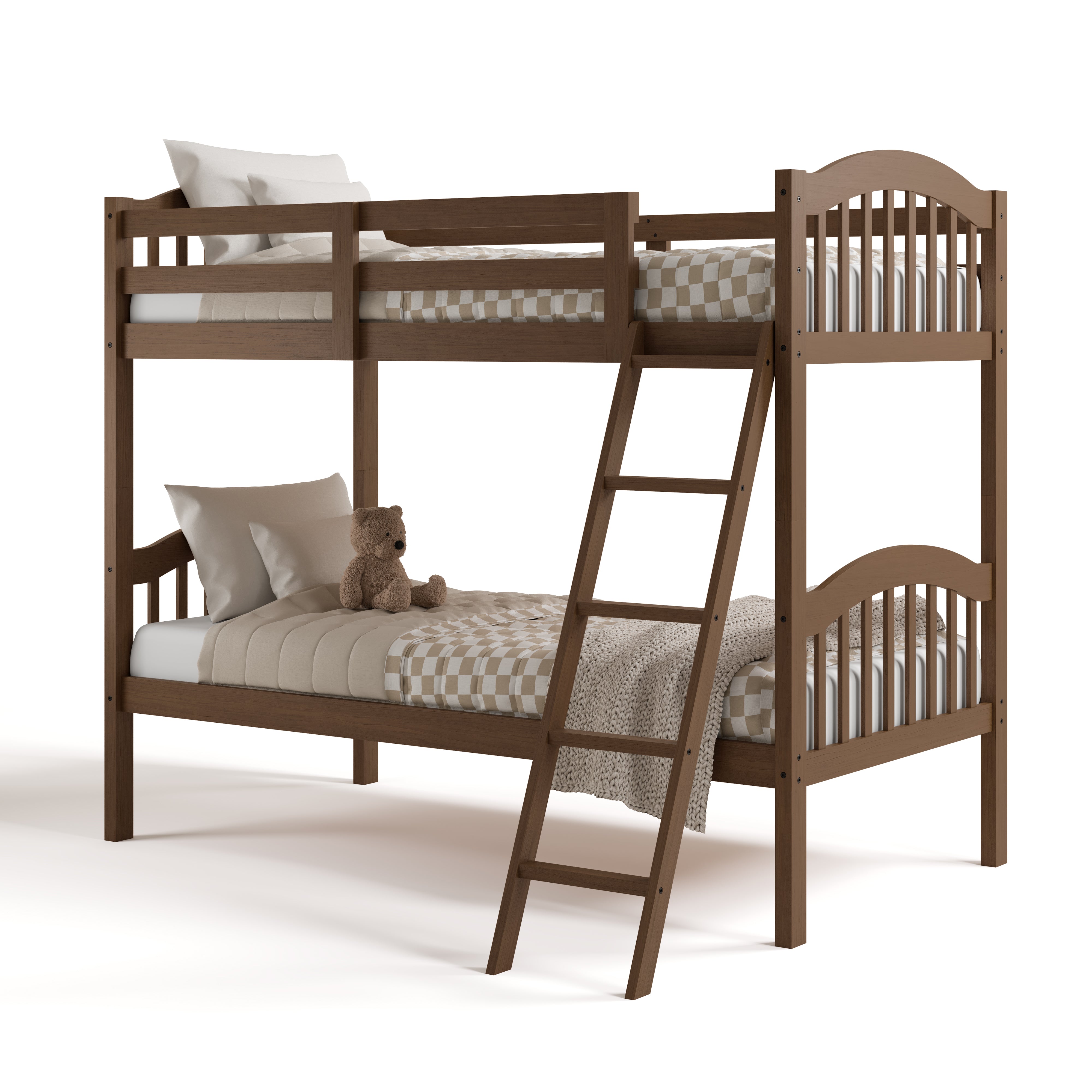 longhorn hazelnut twin over twin bunk bed angle view