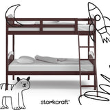 longhorn espresso twin over twin bunk bed with black doodles overlaid on image
