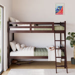 espresso bunk bed with fixed ladder in nursery